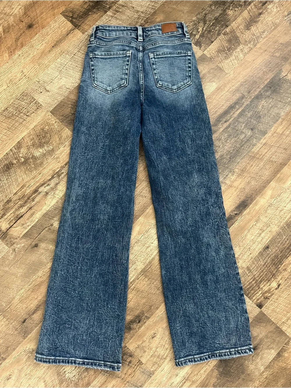 BKE Distressed Wide-Leg Jeans - Blue